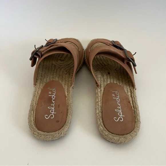 Splendid Blake Buckle Strap Leather Espadrille Slip On Sandals Anthropologie 8.5 - Picture 8 of 10